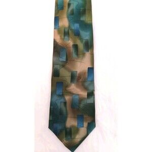 J. Garcia "Scales" Silk Tie Collection 35 Abstract Geometric Blue Green 2003